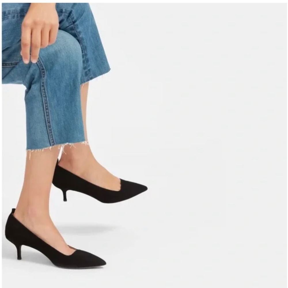 Everlane The Editor Heel Suede Court Heels Black 9 New With Box